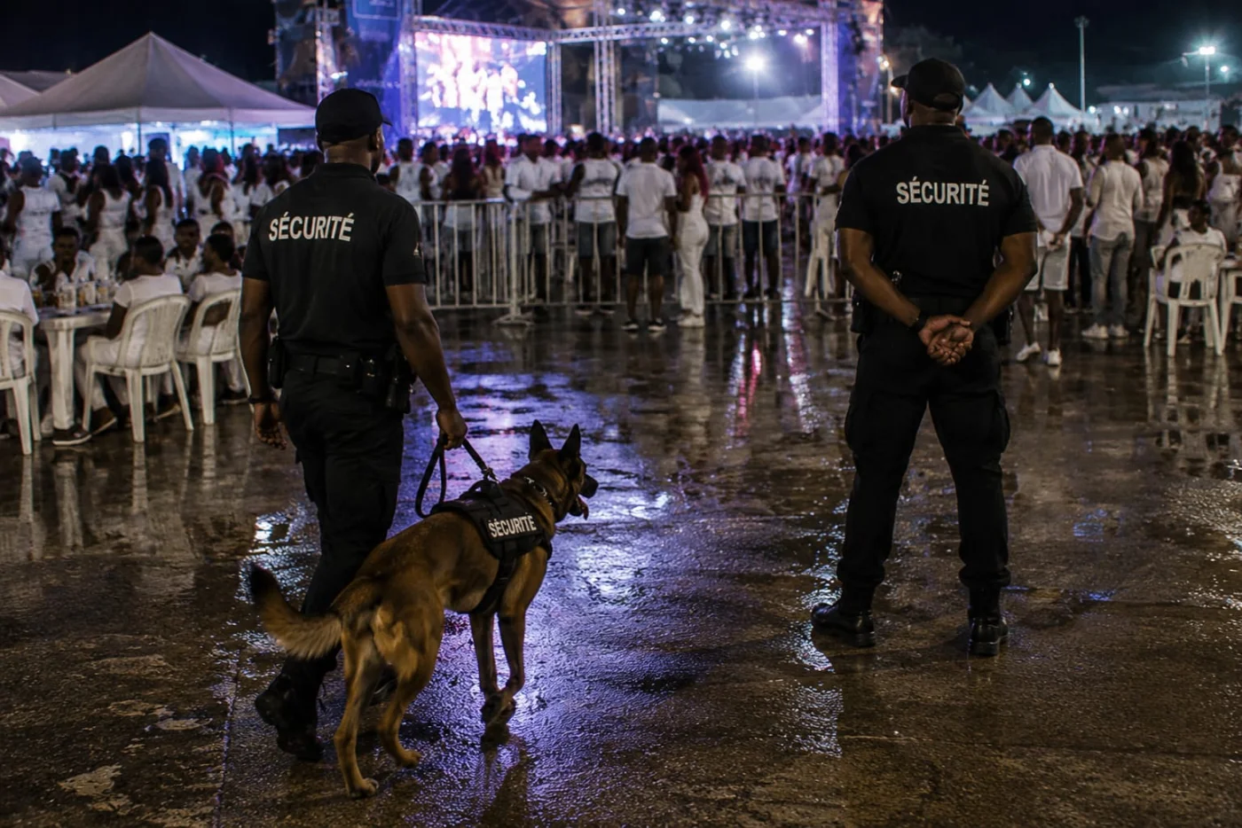 Binôme cynophile DDI en surveillance d'un établissement de nuit en Guadeloupe